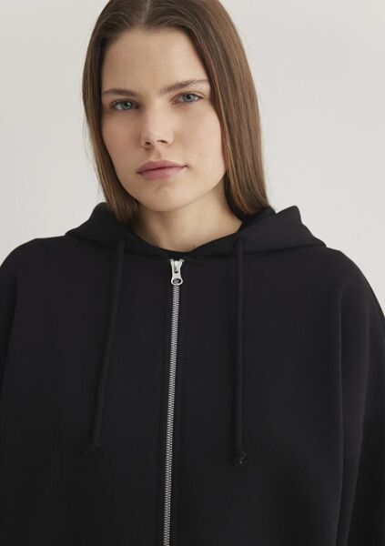 MAVİ FERMUARLI KAPÜŞONLU SWEATSHIRT KADIN SWEATSHIRT