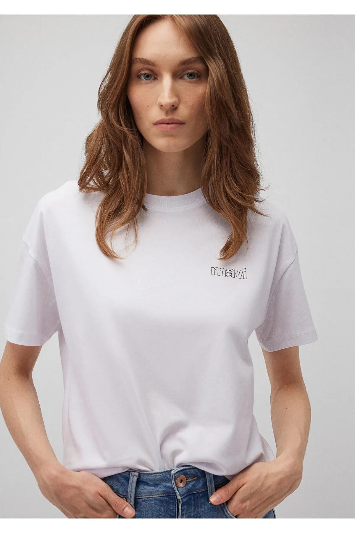 MAVİ KISA KOLLU PENYE KADIN KISA KOL T-SHIRT