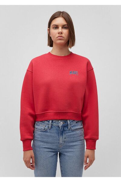 MAVİ LOGO KISA SWEATSHIRT KADIN LOGO T-SHIRT