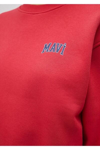 MAVİ LOGO KISA SWEATSHIRT KADIN LOGO T-SHIRT