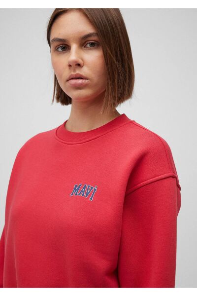 MAVİ LOGO KISA SWEATSHIRT KADIN LOGO T-SHIRT