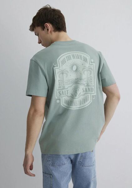 MAVİ BASKILI TİŞÖRT ERKEK GRAFİK T-SHIRT
