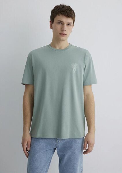 MAVİ BASKILI TİŞÖRT ERKEK GRAFİK T-SHIRT
