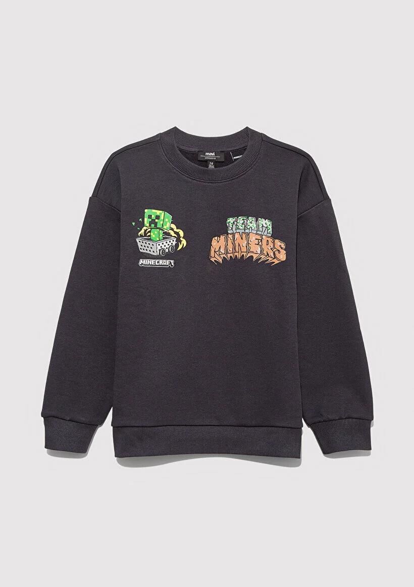 MAVİ MINECRAFT BASKILI SWEATSHIRT ERKEK ÇOCUK SWEATSHIRT
