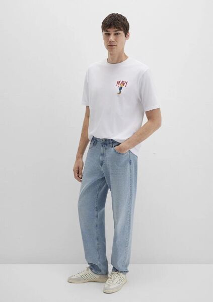 MAVİ BASKILI TİŞÖRT ERKEK LOGO T-SHIRT