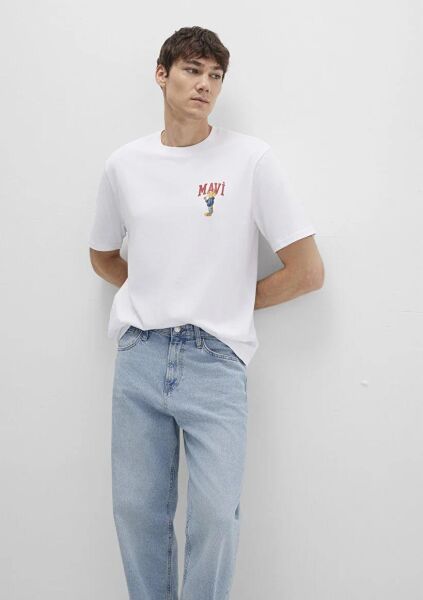 MAVİ BASKILI TİŞÖRT ERKEK LOGO T-SHIRT