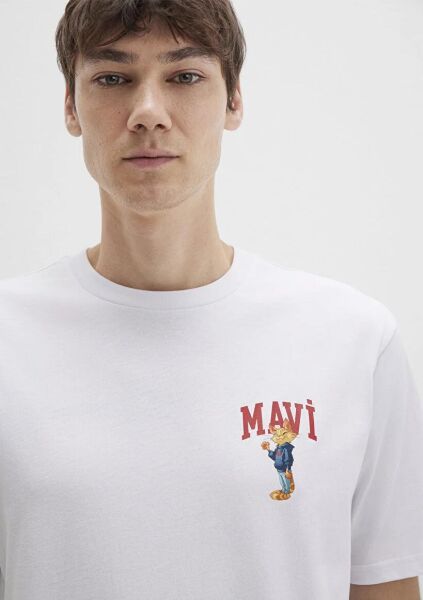 MAVİ BASKILI ERKEK LOGO T-SHIRT