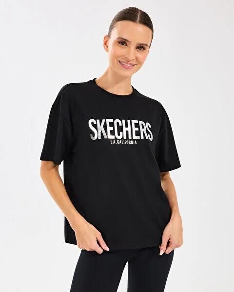 SKECHERS W LOOSE FIT GRAPHIC TEE T-SHIRT KADIN KISA KOL T-SHIRT