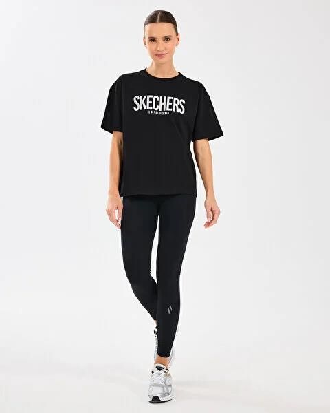 SKECHERS W LOOSE FIT GRAPHIC TEE T-SHIRT KADIN KISA KOL T-SHIRT