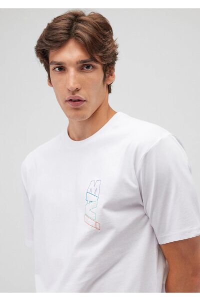 MAVİ MAVİ BASKILI TİŞÖRT ERKEK LOGO T-SHIRT