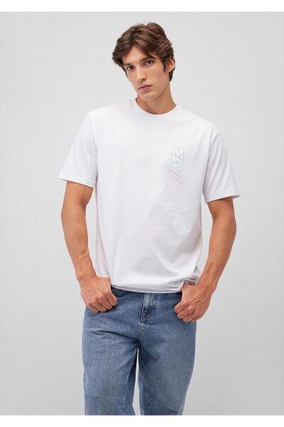 MAVİ MAVİ BASKILI TİŞÖRT ERKEK LOGO T-SHIRT