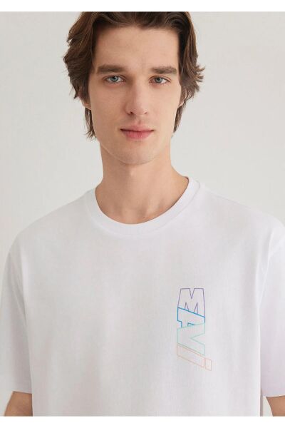 MAVİ MAVİ BASKILI TİŞÖRT ERKEK LOGO T-SHIRT