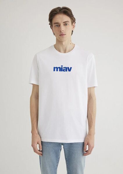 MAVİ MİAV BASKILI TİŞÖRT ERKEK LOGO T-SHIRT