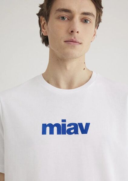 MAVİ MİAV BASKILI TİŞÖRT ERKEK LOGO T-SHIRT