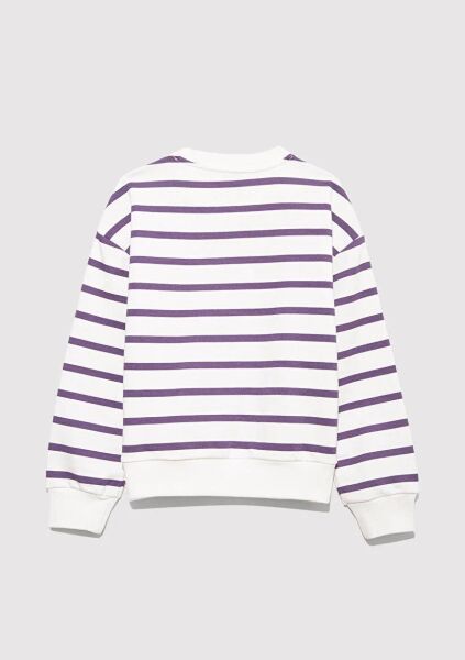 MAVİ LOGO BASKILI ÇİZGİLİ SWEATSHIRT KIZ ÇOCUK SWEATSHIRT