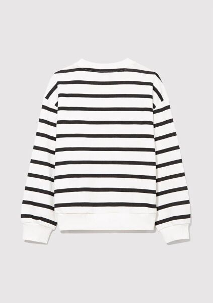 MAVİ LOGO BASKILI ÇİZGİLİ KIZ ÇOCUK 0 YAKA SWEATSHIRT