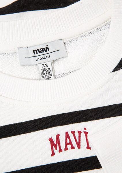 MAVİ LOGO BASKILI ÇİZGİLİ SWEATSHIRT KIZ ÇOCUK SWEATSHIRT
