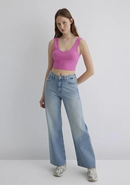 MAVİ ASKILI V YAKA BASIC KADIN BASIC, SEMI BASIC