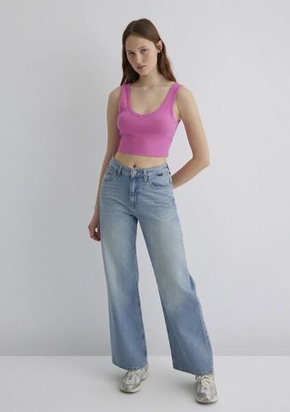 MAVİ ASKILI V YAKA BASIC KADIN BASIC, SEMI BASIC