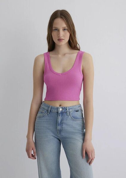 MAVİ ASKILI V YAKA BASIC KADIN BASIC, SEMI BASIC