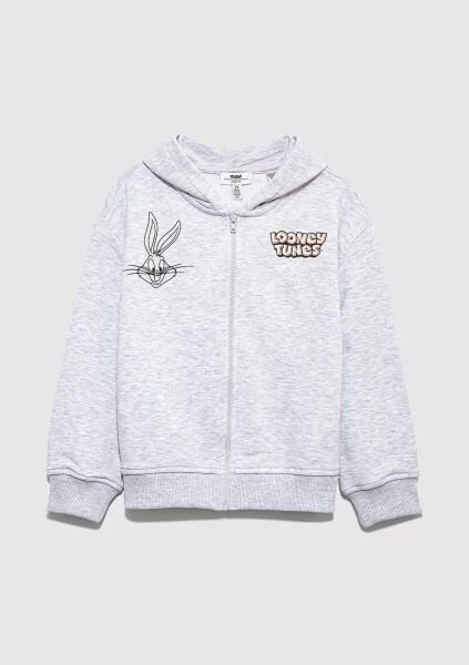 MAVİ BUGS BUNNY BASKILI FERMUARLI SWEATSHIRT KIZ ÇOCUK SWEATSHIRT