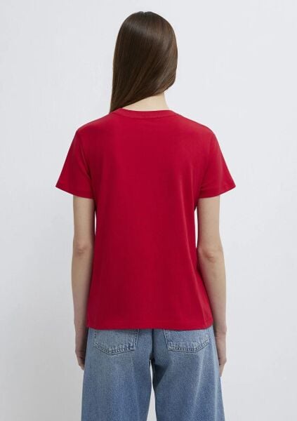 MAVİ KEDİ BASKILI KADIN GRAFİK T-SHIRT