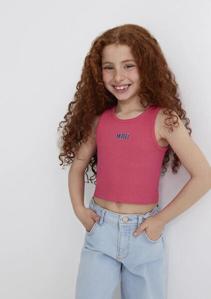 MAVİ LOGO BASKILI ATLET KIZ ÇOCUK LOGO T-SHIRT