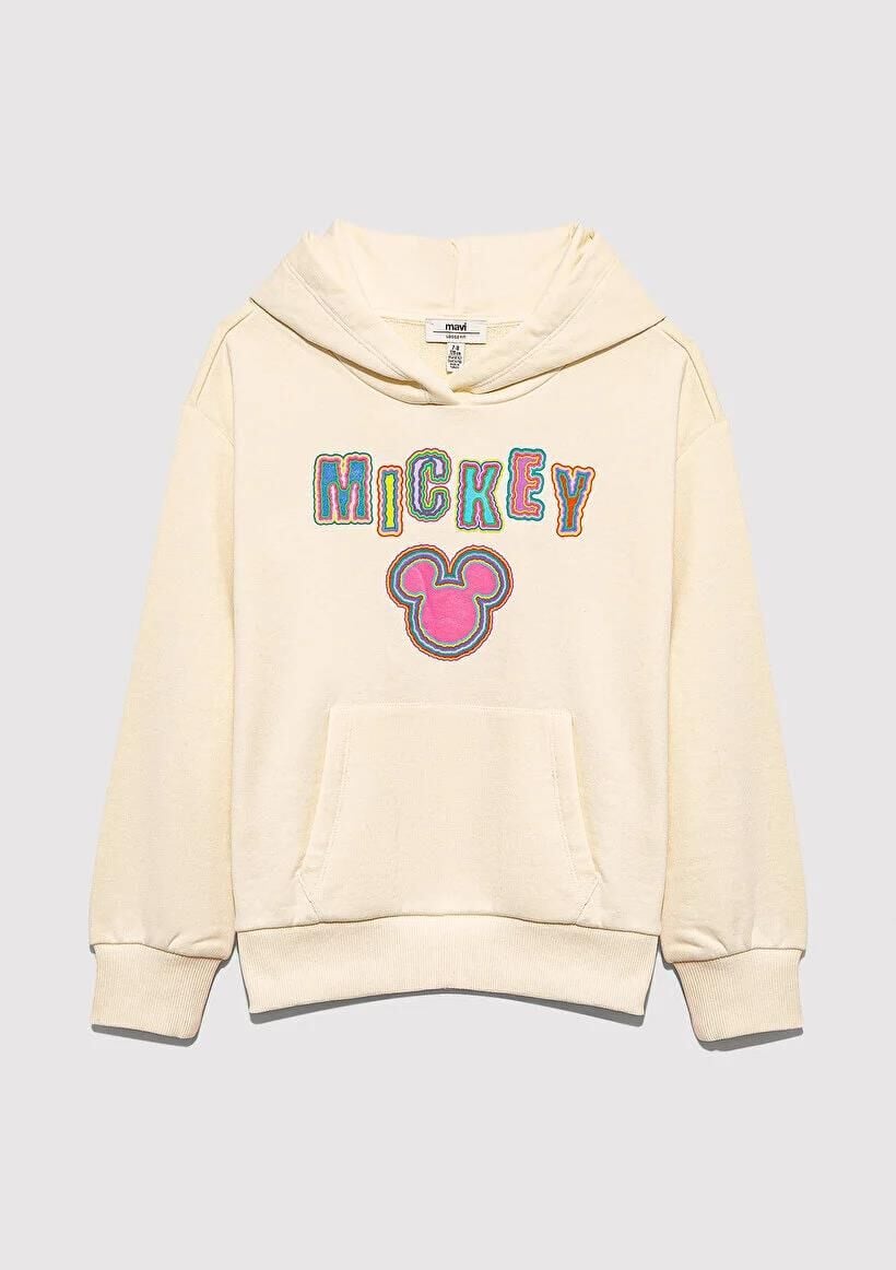 MAVİ MICKEY BASKILI KAPÜŞONLU SWEATSHIRT KIZ ÇOCUK SWEATSHIRT
