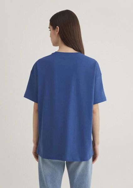 MAVİ KEDİ LOGO BASKILI TİŞÖRT KADIN LOGO T-SHIRT