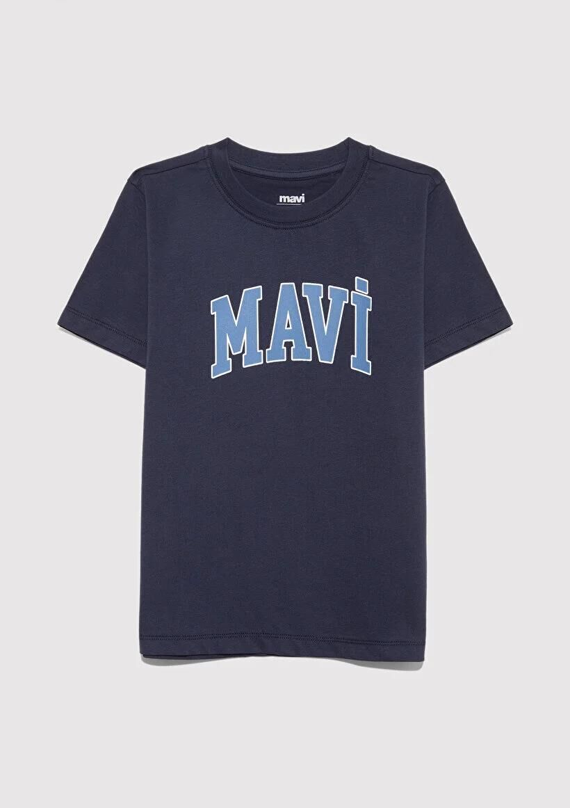 MAVİ LOGO BASKILI TİŞÖRT ERKEK LOGO T-SHIRT