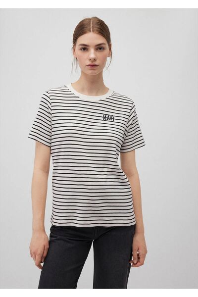 MAVİ MAVİ BASKILI TİŞÖRT KADIN LOGO T-SHIRT