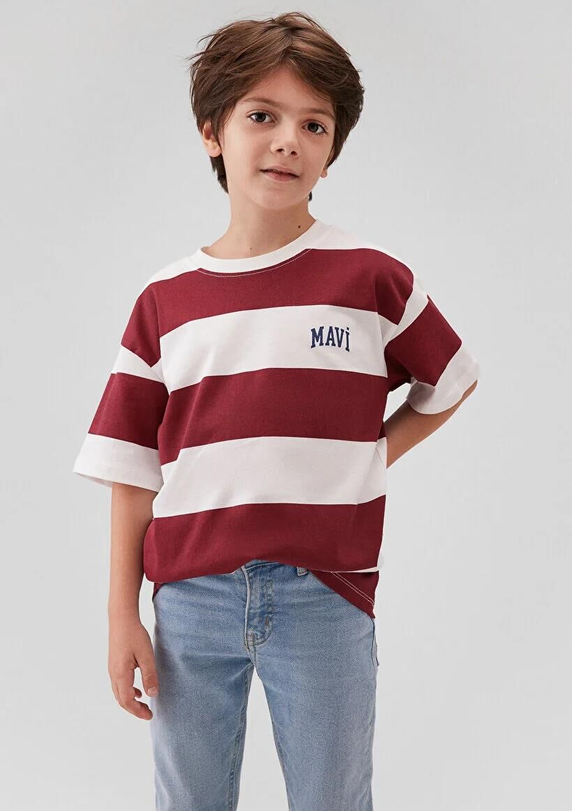 MAVİ LOGO BASKILI COLORBLOCK TİŞÖRT ERKEK ÇOCUK LOGO T-SHIRT