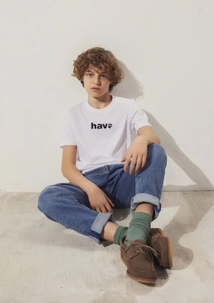MAVİ HAV BASKILI ERKEK ÇOCUK LOGO T-SHIRT