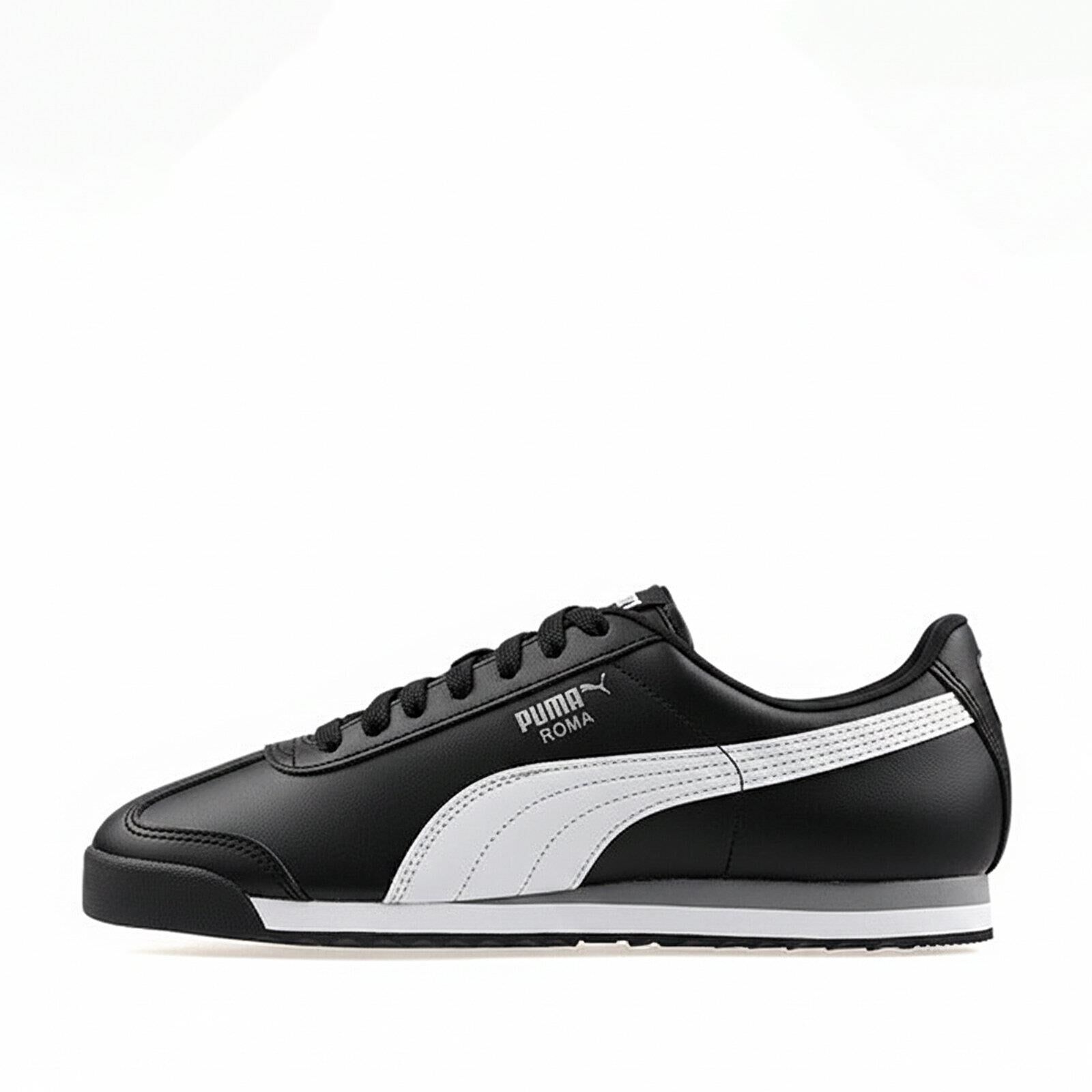 PUMA ROMA BASIC BLACK-WHITE-PUMA SILVER UNISEX MODA AYAKKABI