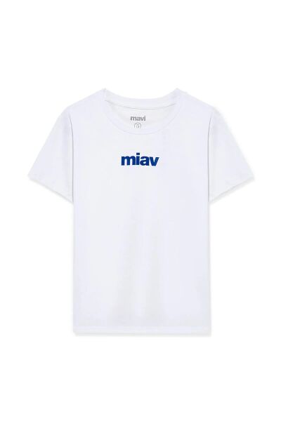 MAVİ MİAV BASKILI ERKEK ÇOCUK LOGO T-SHIRT