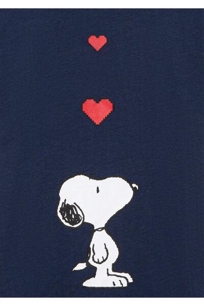 MAVİ SNOOPY KALP BASKILI TİŞÖRT KIZ ÇOCUK PROJE, LİSANS T-SHIRT