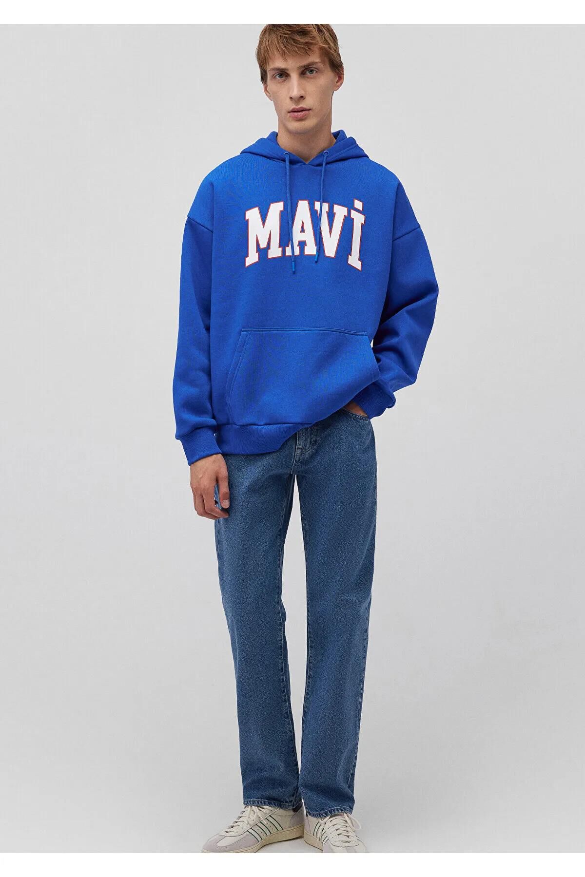 MAVİ BASKILI SWEATSHIRT ERKEK HOODIE