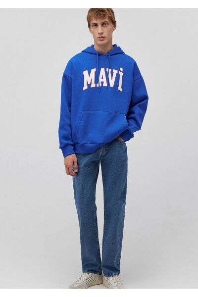 MAVİ BASKILI SWEATSHIRT ERKEK HOODIE