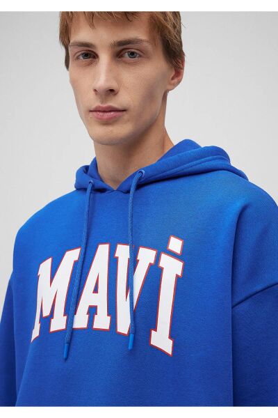 MAVİ BASKILI SWEATSHIRT ERKEK HOODIE