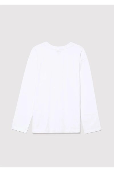 MAVİ LOGO BASKILI UZUN KOL TİŞÖRT KIZ ÇOCUK LOGO T-SHIRT