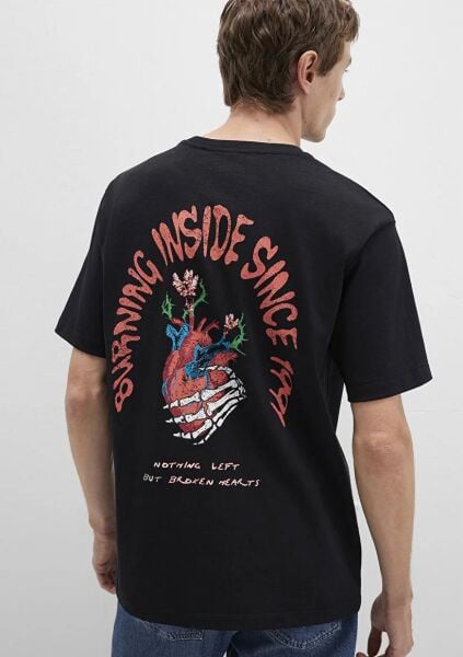 MAVİ BASKILI TİŞÖRT ERKEK GRAFİK T-SHIRT