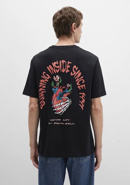 MAVİ BASKILI TİŞÖRT ERKEK GRAFİK T-SHIRT