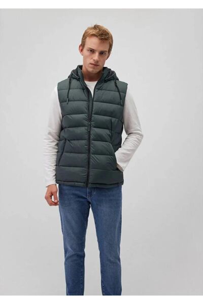 MAVİ KAPÜŞONLU YELEK ERKEK YELEK