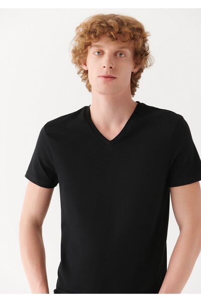 MAVİ STRETCH V YAKA TİŞÖRT ERKEK BASIC, SEMI BASIC