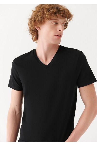 MAVİ STRETCH V YAKA TİŞÖRT ERKEK BASIC, SEMI BASIC