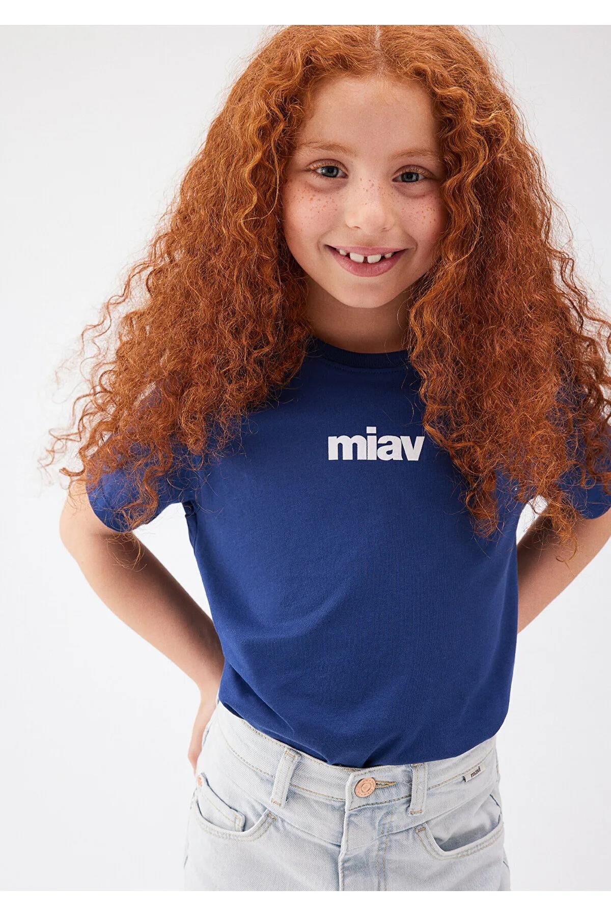 MAVİ MİAV BASKILI ERKEK ÇOCUK LOGO T-SHIRT