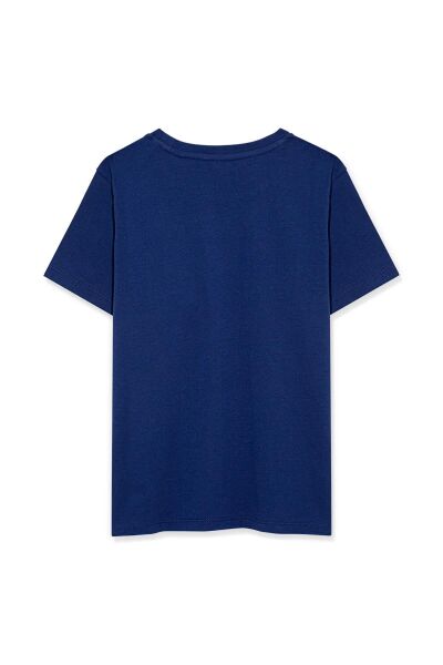 MAVİ MİAV BASKILI ERKEK ÇOCUK LOGO T-SHIRT