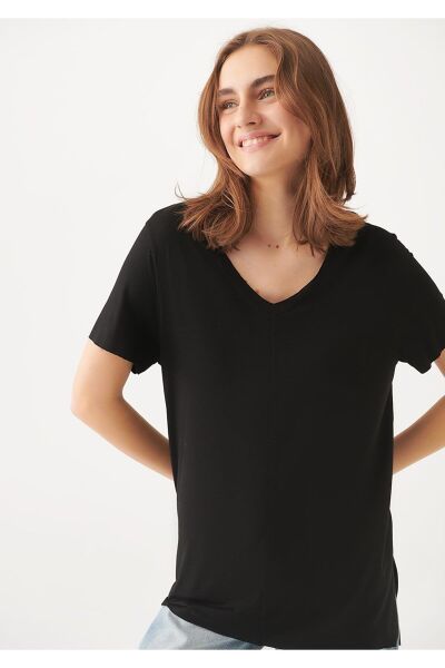MAVİ BASIC V YAKA PENYE KADIN BASIC, SEMI BASIC