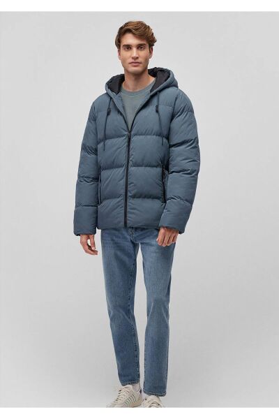 MAVİ KAPÜŞONLU CEKET ERKEK MONT