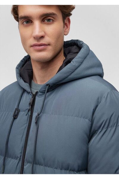 MAVİ KAPÜŞONLU CEKET ERKEK MONT